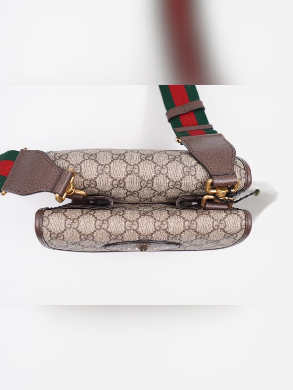 BT08 💟 GUCCI GG Supreme Monogram Web Neo Vintage Flap (Small) Messenger Bag - Picture 4 of 13